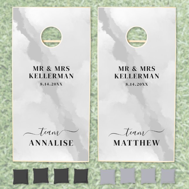 Modern Black White Wedding Cornhole Set (Modern Black White Wedding Cornhole Set)