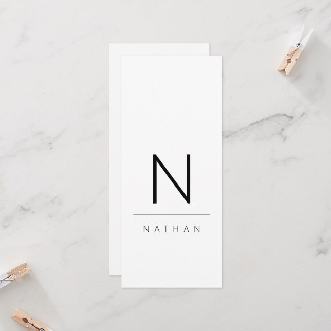 Modern Black & White Wedding Guest Place Card (Front/Back In Situ)