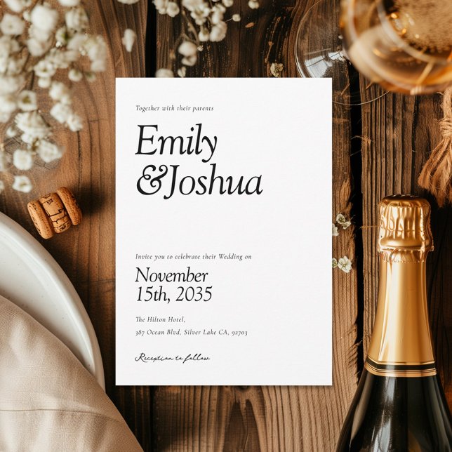 Modern Black & White Wedding Invitation (Creator Uploaded)