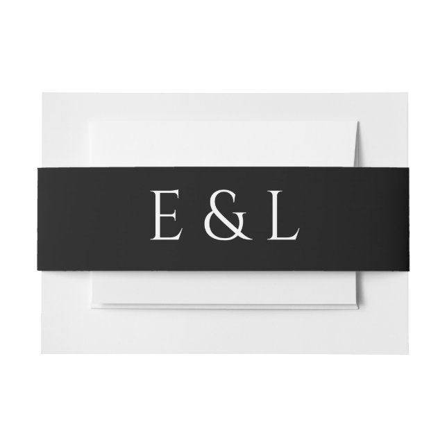 Modern Black & White Wedding Invitation Invitation Belly Band (Front Example)