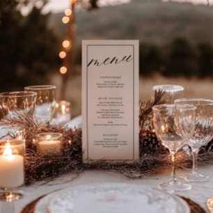 Modern Black & White Wedding Menu Card