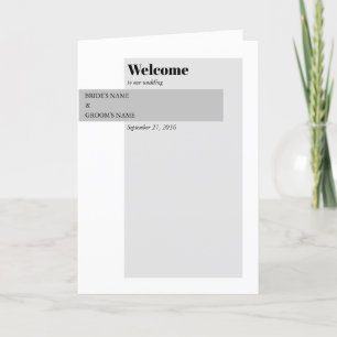 Modern Black & White Wedding Order of Service Program