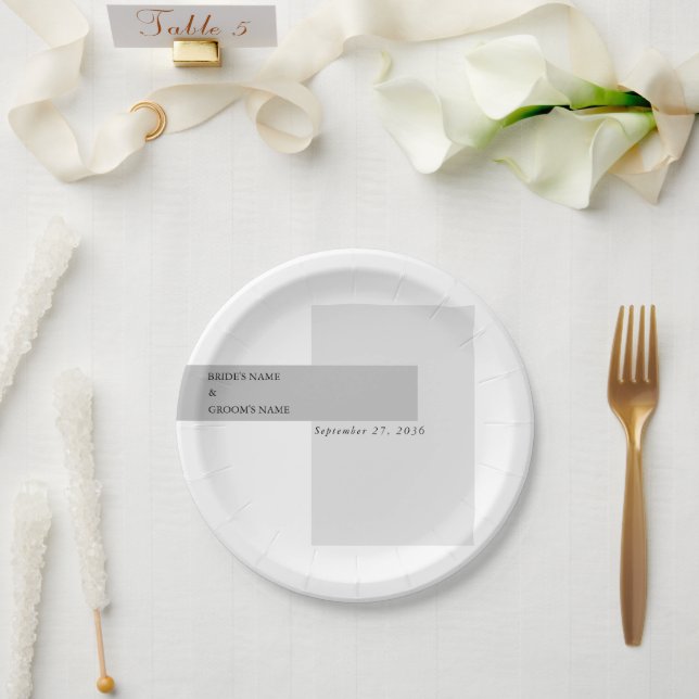 Modern Black & White Wedding   Paper Plates (Wedding)