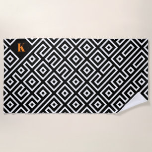 Modern Black White Wedding Party Favor Beach Towel