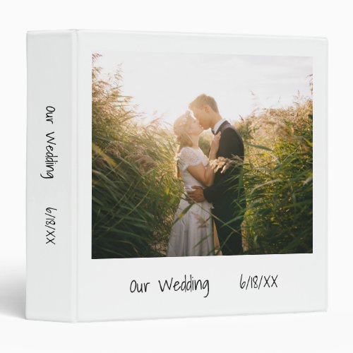 Modern Black White Wedding Photo Album 3 Ring Binder