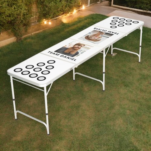 Modern Black White Wedding Photo Beer Pong Table