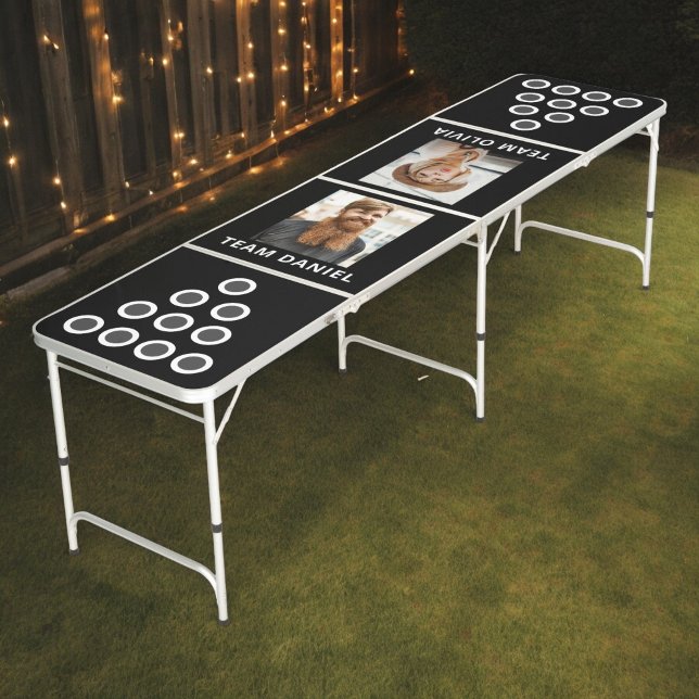 Modern Black White Wedding Photo Beer Pong Table (Creator Uploaded)