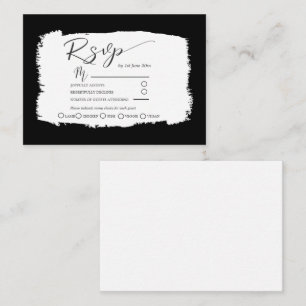 Modern Black & White Wedding Reception Details En Enclosure Card