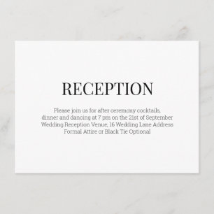 Modern Black & White Wedding Reception Enclosure Card
