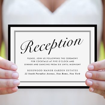 Modern Black & White Wedding Reception Invitation by girlygirlgraphics at Zazzle