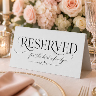  Modern Black & White Wedding Reserved  Table Tent
