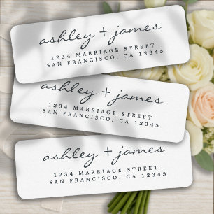Modern Black White Wedding Return Address Label