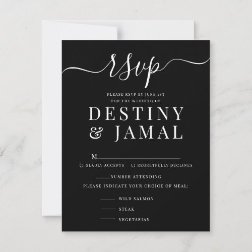 Modern Black White Wedding RSVP