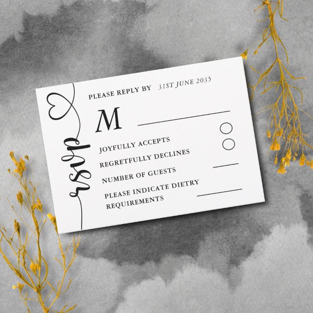 Modern Black & White Wedding RSVP (Creator Uploaded)