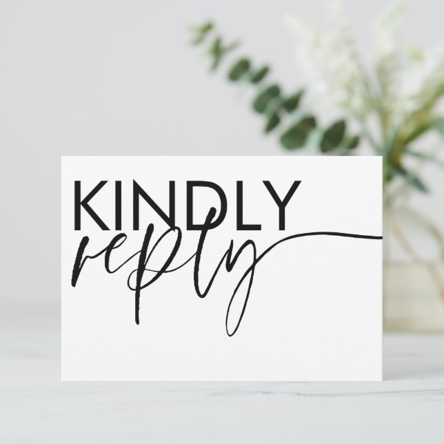 Modern Black & White Wedding RSVP (Standing Front)