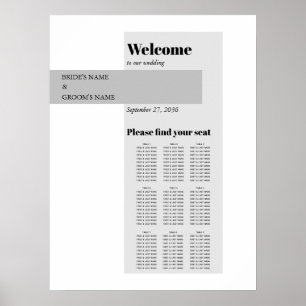 Modern Black & White Wedding Seating Chart