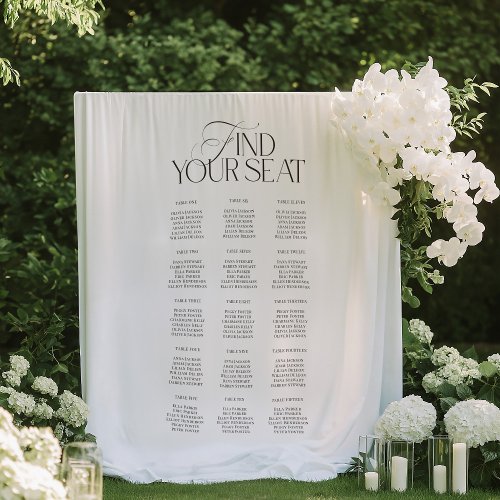 Modern Black White Wedding Seating Chart Backdrop