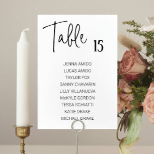 Modern Black White Wedding Seating Chart Cards