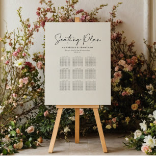 Modern Black & White Wedding Seating Plan chart Foam Board
