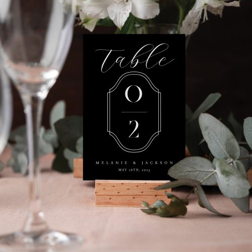 Modern Black  White Wedding Table Number Crest