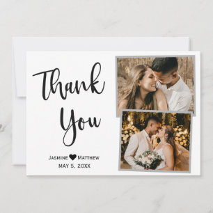 Modern Black White Wedding Thank You Collage Card