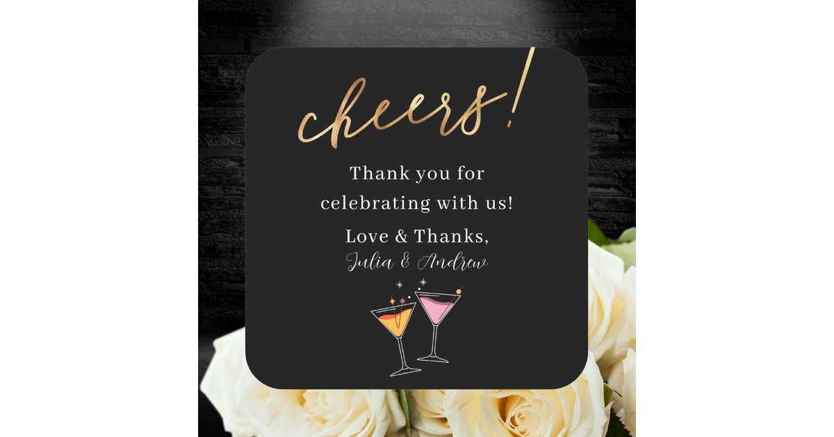 Modern Black & White Wedding Thank You Sticker | Zazzle