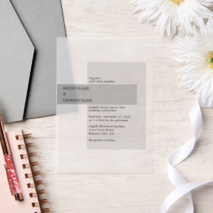 Modern Black & White Wedding Vellum Invitations