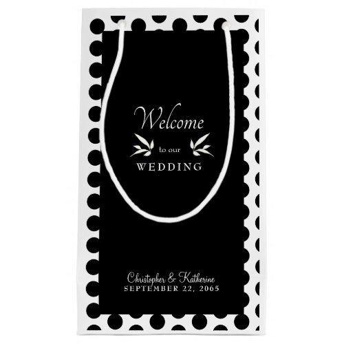 Modern Black  White Wedding Welcome Favor  Small Gift Bag