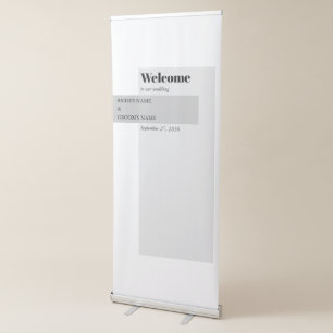 Modern Black & White Wedding Welcome Retractable Banner
