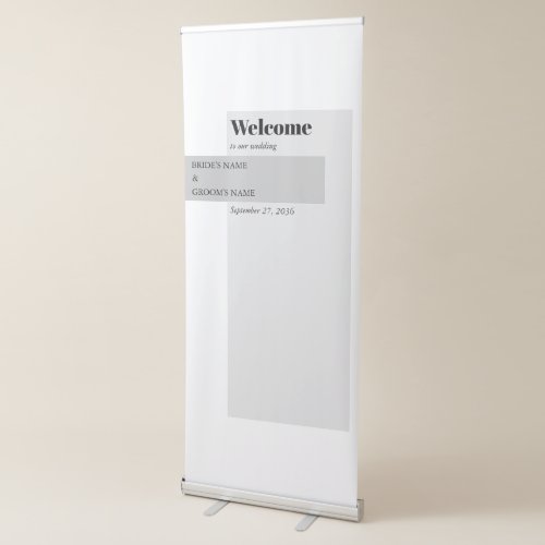 Modern Black  White Wedding Welcome Retractable Banner