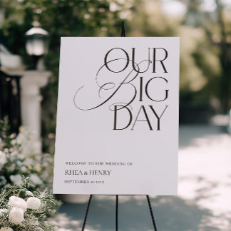 Modern Black & White Wedding Welcome Sign 