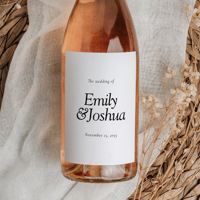 Modern Black & White Wedding Wine Label (Creator Uploaded)