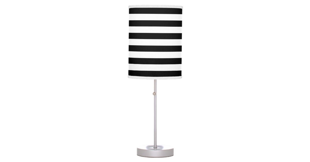 Modern Black White Wide Stripes Table Lamp Zazzle Com