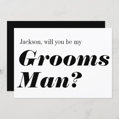 Modern Black White Will You Be My Groomsman Invitation