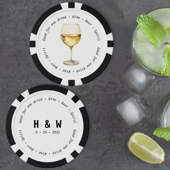 Modern Black White Wine Drink Voucher Wedding Poker Chips (Modern Black White Wine Drink Voucher Wedding Poker Chips)