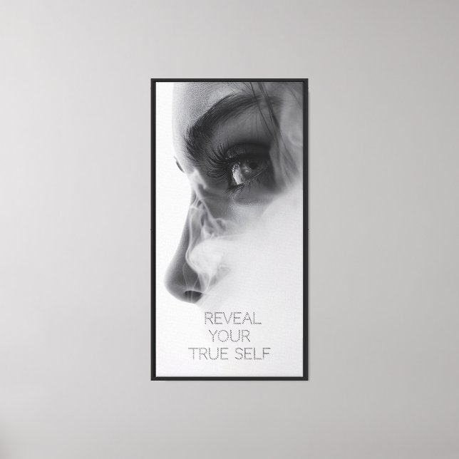 Modern Black White Woman's Profile Canvas Print (Front)