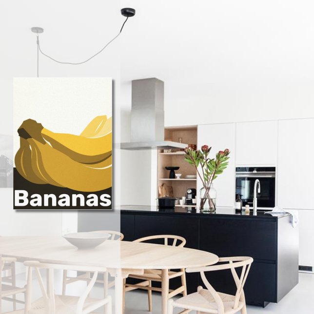 Modern Black White Yellow Bunch of Bananas Kitchen Poster (Modern Black White Yellow Bunch of Bananas Kitchen Poster)