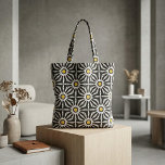 Modern Black White Yellow Geometric Starburst Fabric