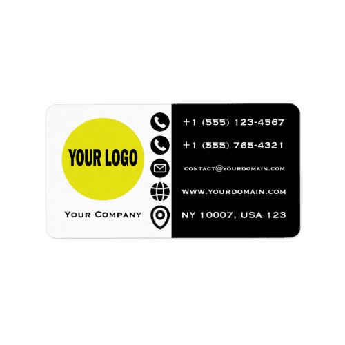 Modern Black White Yellow Logo Business Card Label