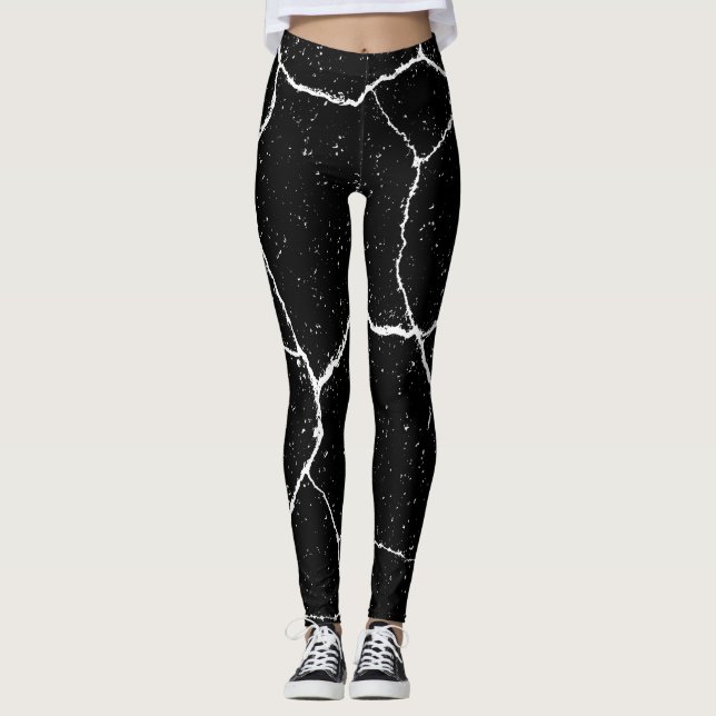 Modern black white yoga  leggings (Front)