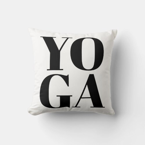 Modern black  white YOGA typography throw pillow