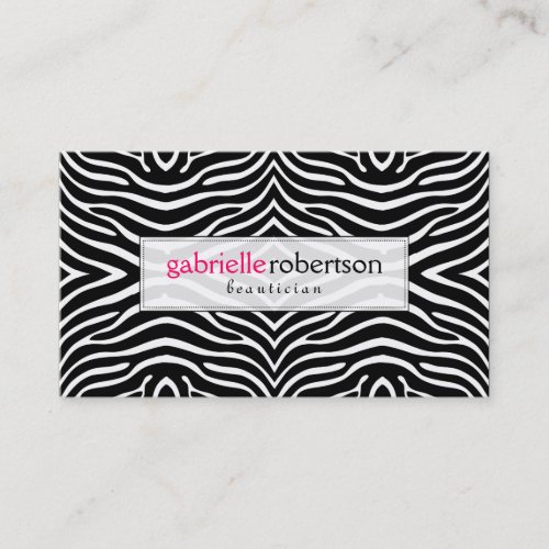 Modern Black  White Zebra Animal Print Business Card