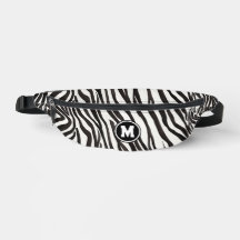Modern Black White Zebra Stripe With Bold Monogram