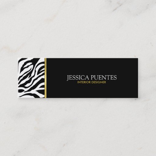 Customizable Modern Black &amp; White Zebra Stripes with Gold Business Cards