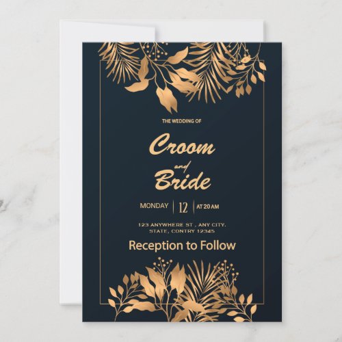 Modern Black widding  Invitation