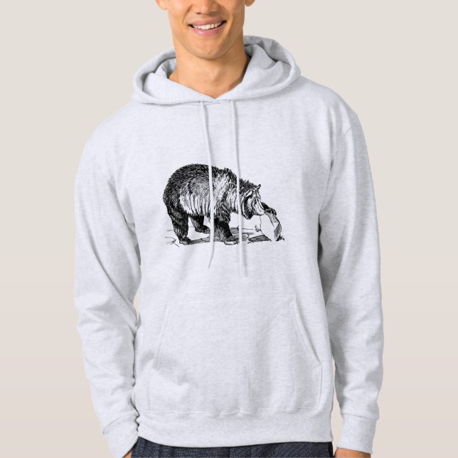 Modern black wild animal  for him light gray hoodie (Front)