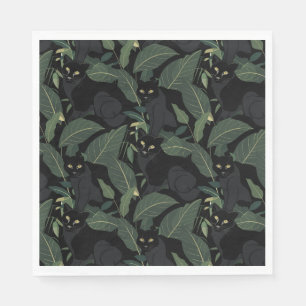 Modern black wild cat napkins