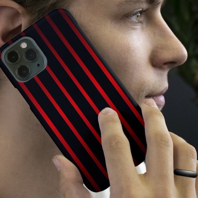 Modern Black with Bold and Faded Red Stripes Case-Mate iPhone Case (Stylish, minimalist, and bold crimson red and black striped phone cases.)