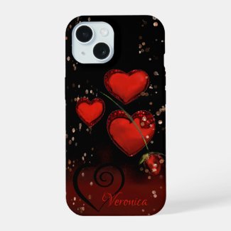 Modern Black with Red Hearts