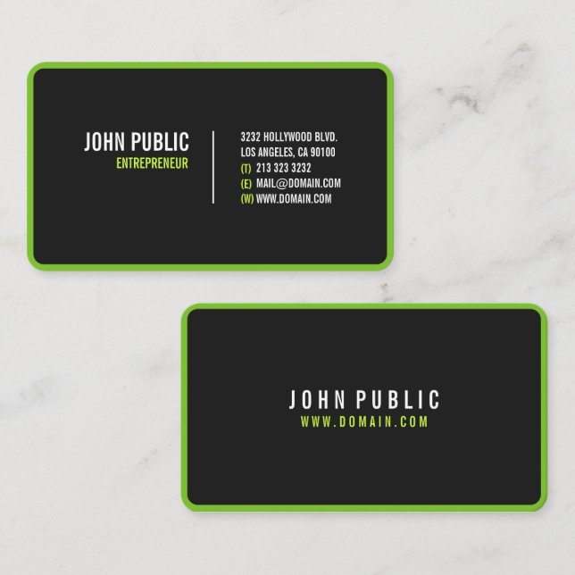 Modern Black with Rounded Corners Business Card (Front/Back)